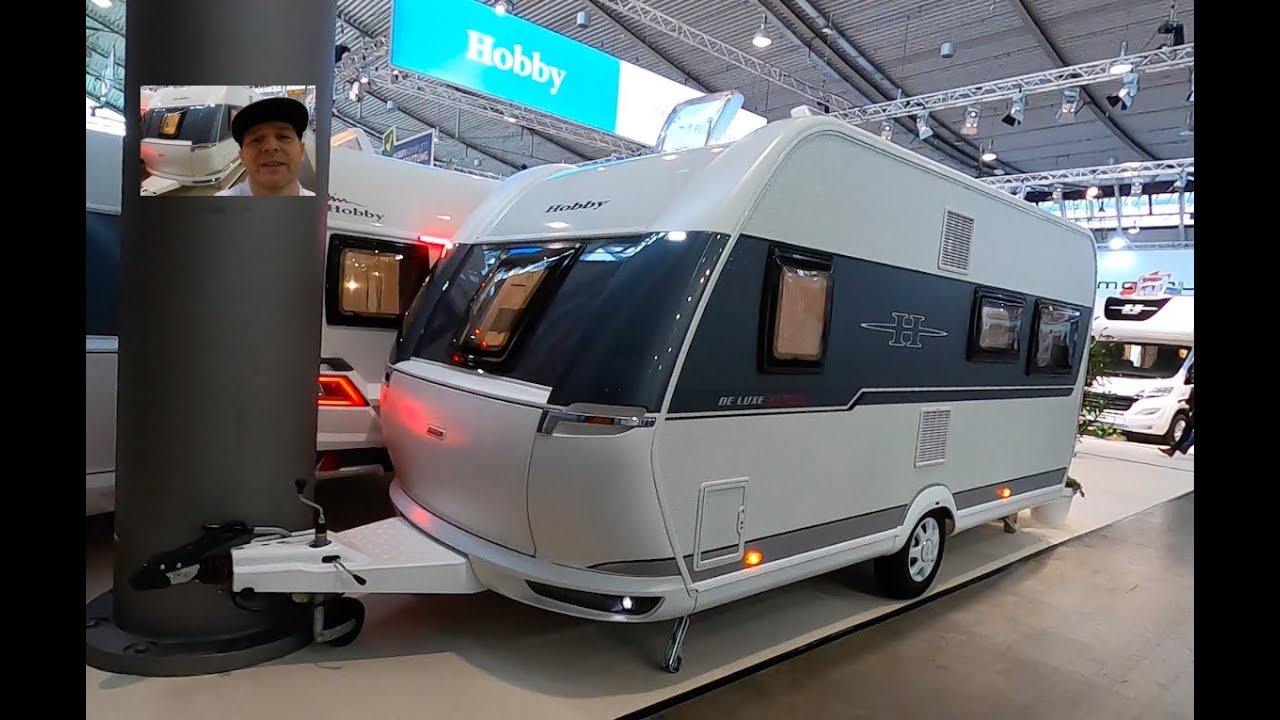 Hobby De Luxe edition 460 UF E RV Caravan travel trailer 460UF camping walkaround and interior V2149