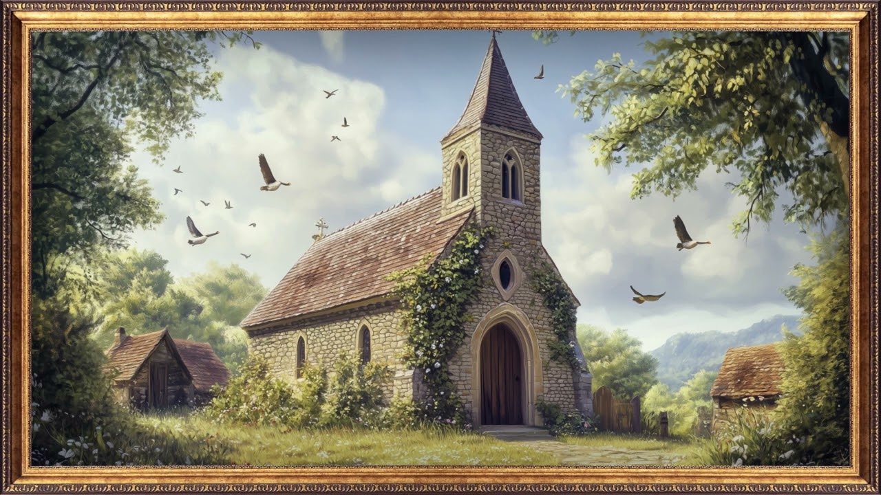 Summer Village Church | TV Wallpaper | Peaceful Vintage Painting for TV