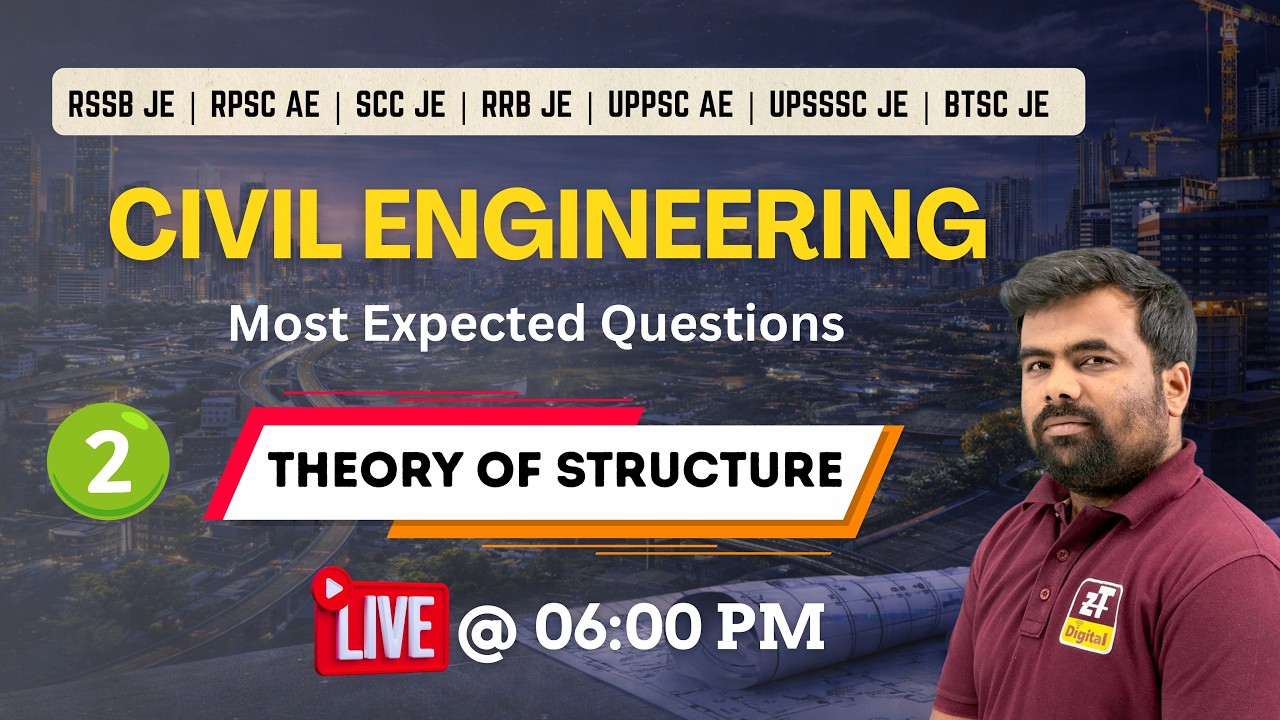 2.Theory of Structure | Most Expected Questions | RSSB JE | RPSC AE | SCC JE | RRB JE II ZONETECH