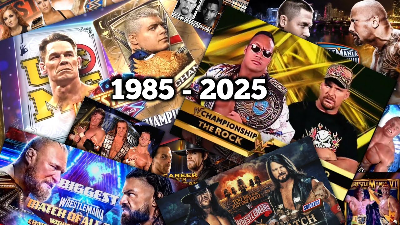 All Of WWE WrestleMania PPV Main Events Match Card Compilation (1985 - 2025)