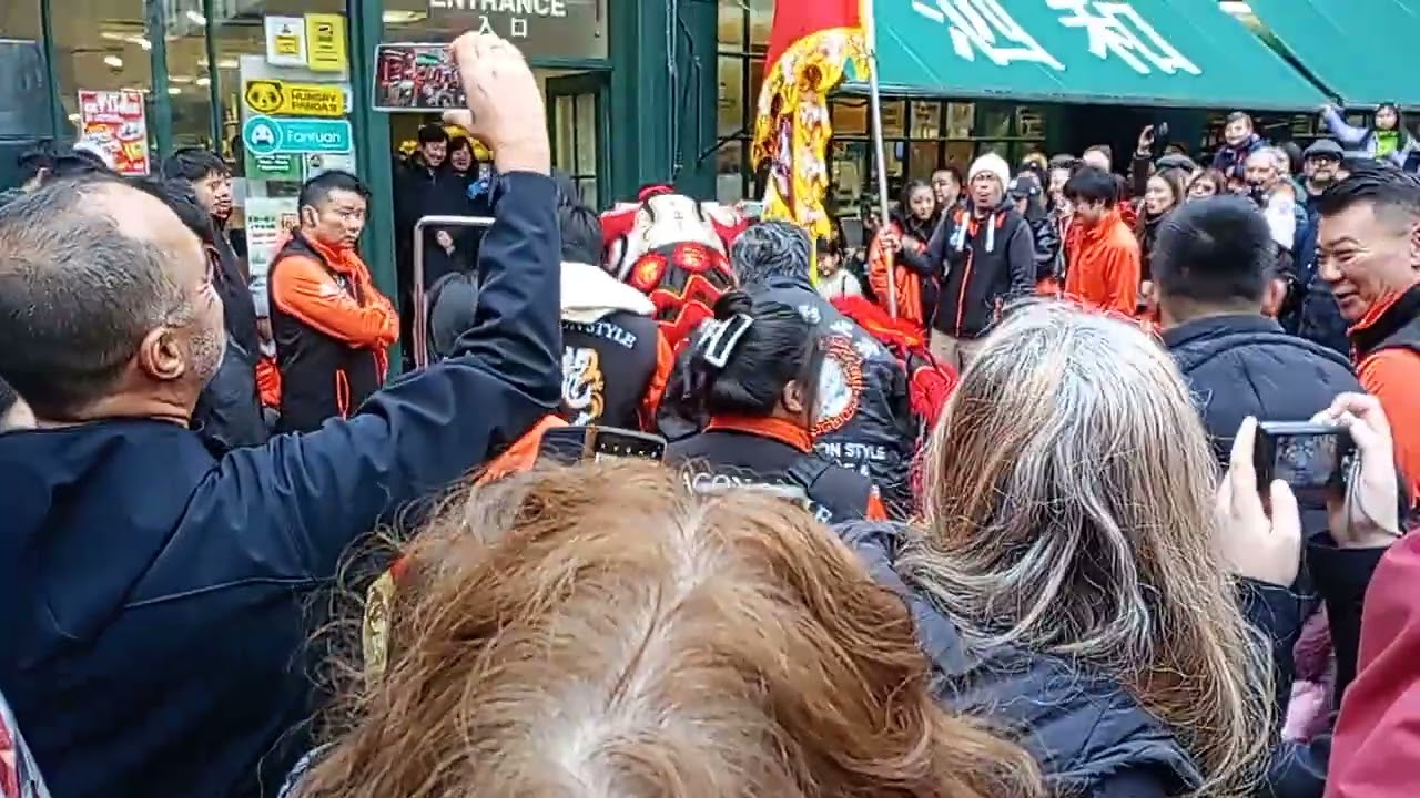 Lion Dancers in Chinatown Chinese New Year.