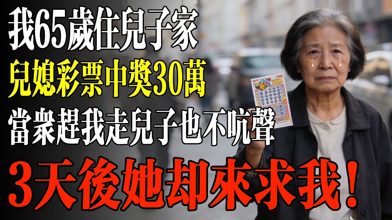 我65歲住兒子家，兒媳彩票中獎30萬，當衆趕我走兒子也不吭聲，3天后她卻來求我！#幸福 #人生 #故事 #老年 #退休後 #情感 #人生感悟 #養生 #哲理 #老年生活