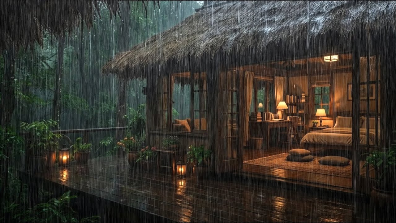 Cozy Forest Cabin Rain 🌧️ Night Rain Sounds That Calm Your Mind