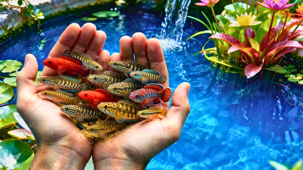 Catch beautiful aquarium fish in small pond goldfish, koifish, mollyfish, catfish, guppies, eel.