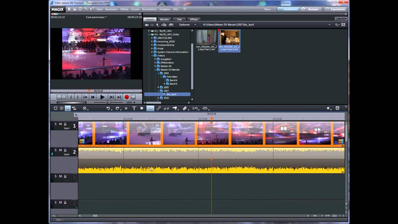 Magix Video Deluxe - Tonspur Bearbeitung - leiser lauter - einfach