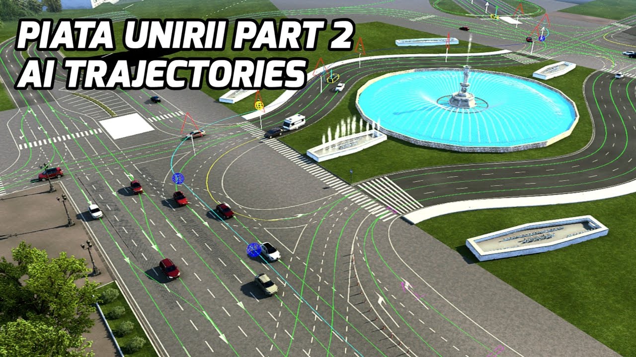 Bucharest Rebuild Editor Timelapse #4: Piata Unirii - AI trajectories, main fountain
