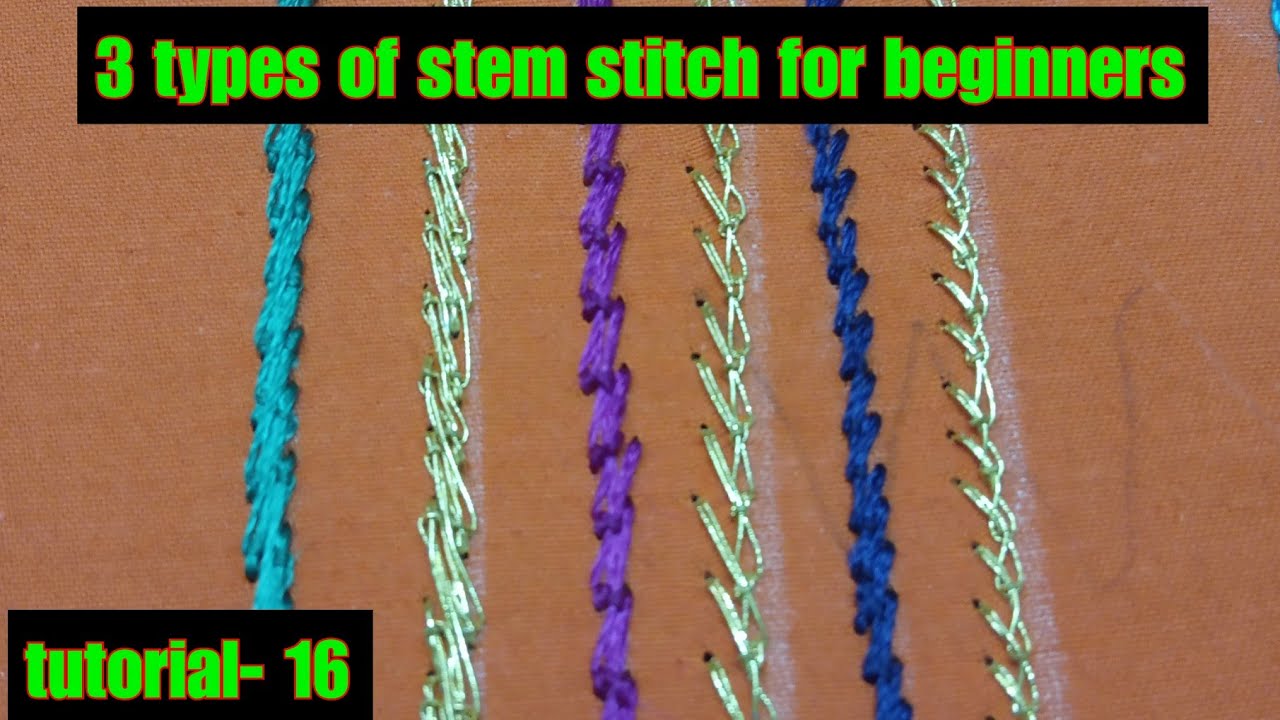 Aari stem stitch for beginners part -1 / 3 types of aari stem stitch/ tutorial-16