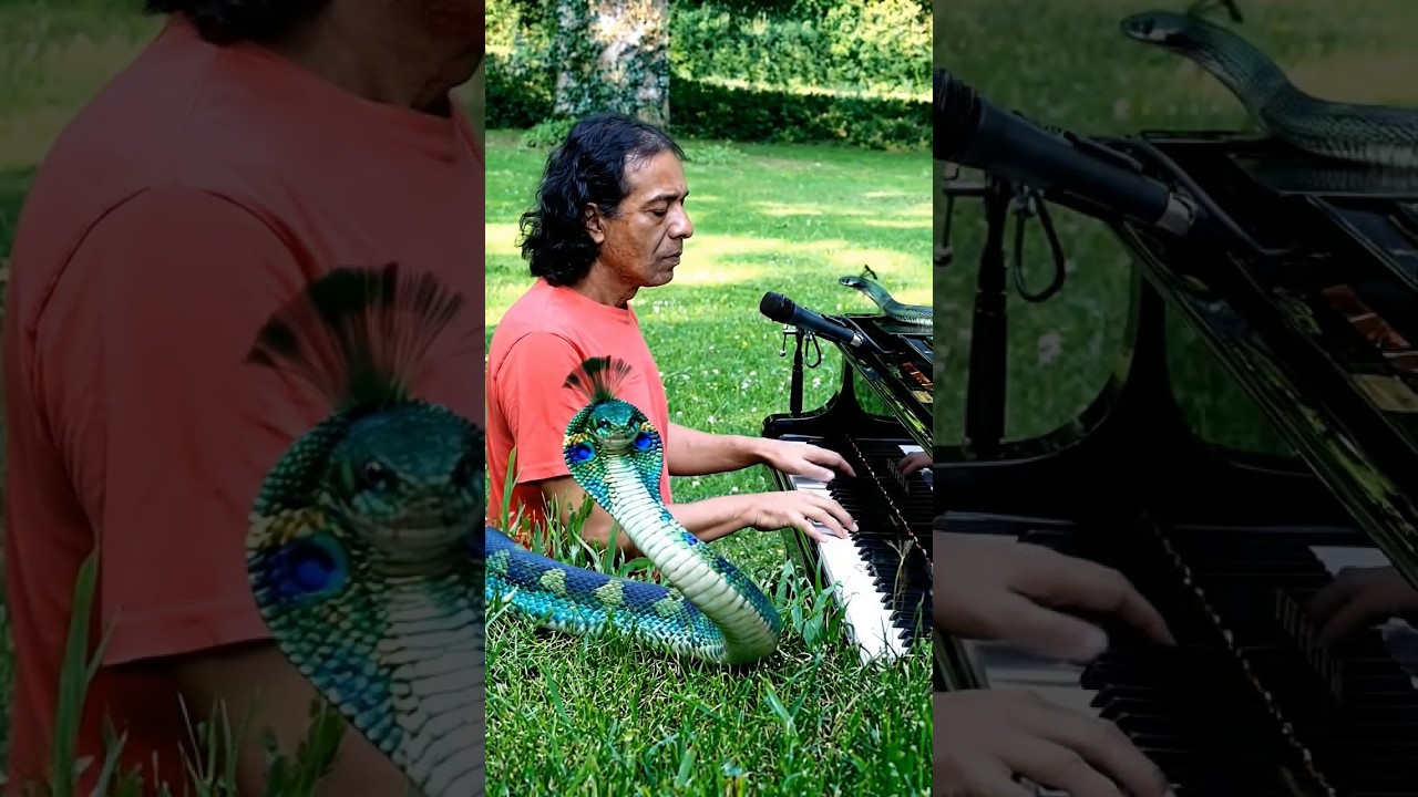 Man playing soulful piano melodies in a peaceful park 