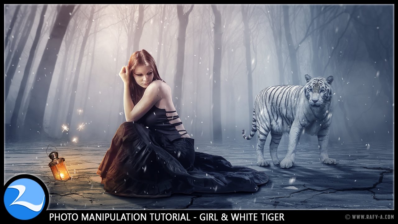 Girl & The White Tiger - Photoshop Manipulation Fantasy Effect Tutorial
