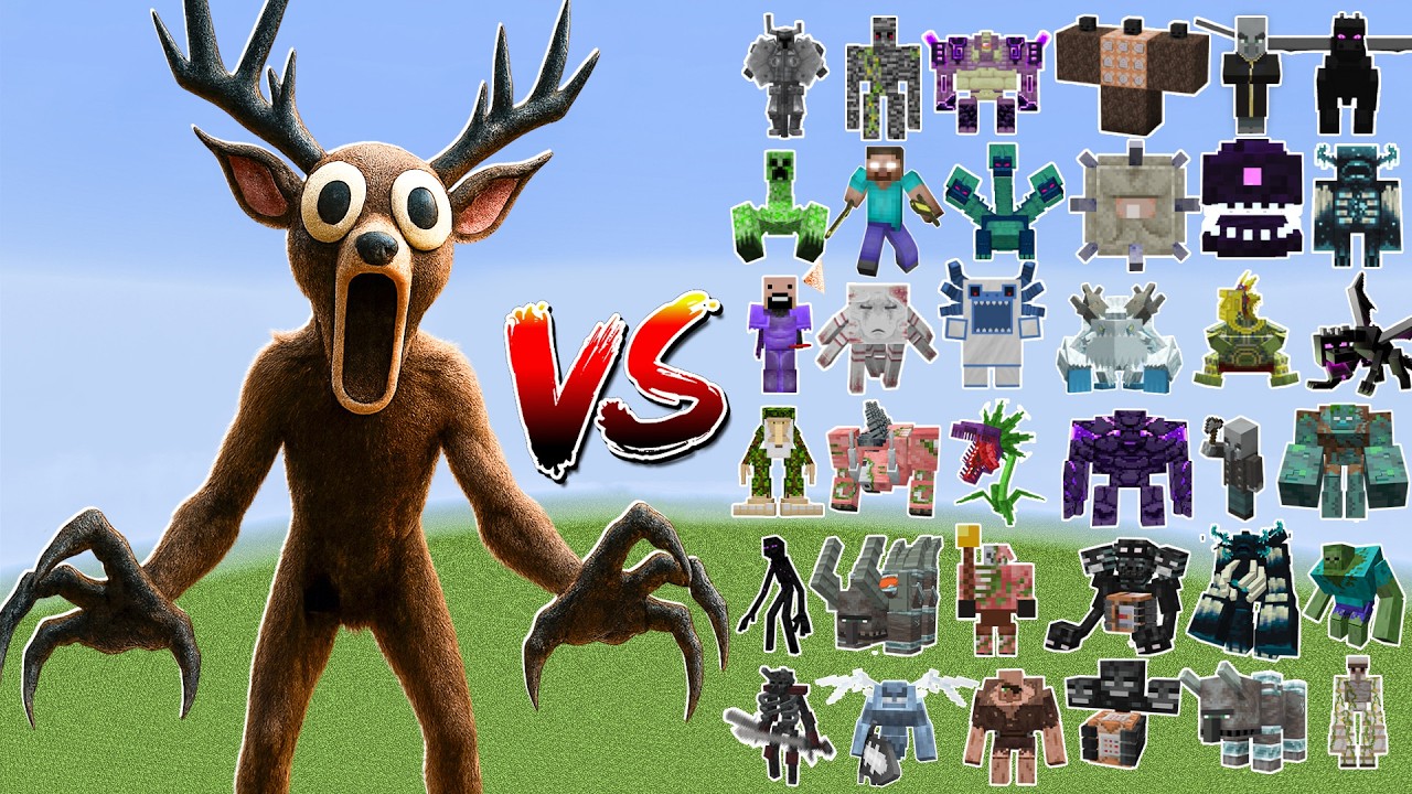 The Deer 99 Nights in the Forest vs All Minecraft Bosses - Minecraft Mob Battle