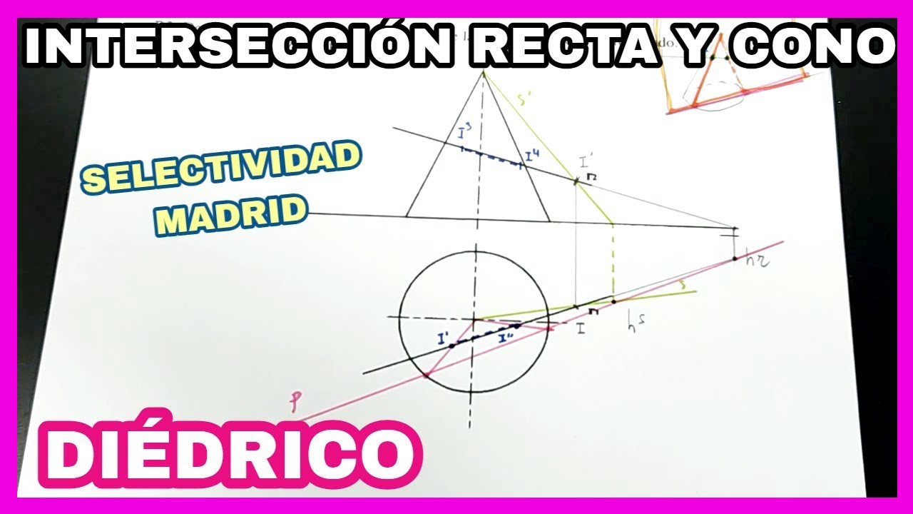 DIÉDRICO - intersección❌ [RECTA y CONO📣]