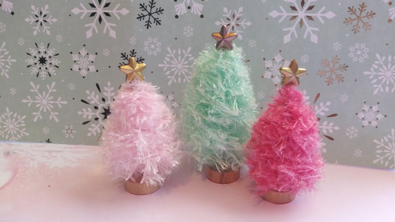 DIY Pastel Christmas Yarn Trees