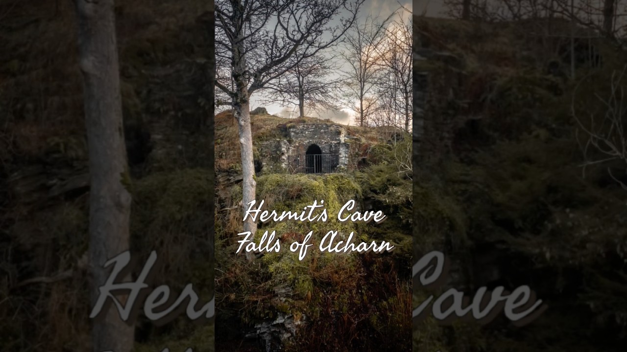 Hermit&rsquo;s Cave at the Falls of Acharn- Scotland #history #scotland #waterfall