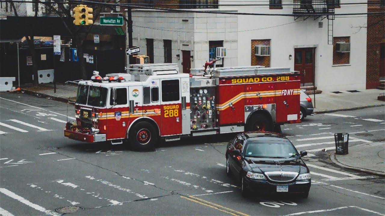FDNY - Squad 288 & 2nd Piece Responding Urgently to Oil Container Fire