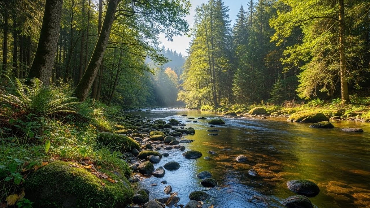 Tranquil River in Forest 🌲🌊 Relaxing Nature Ambience for Focus and Serenity #2814
