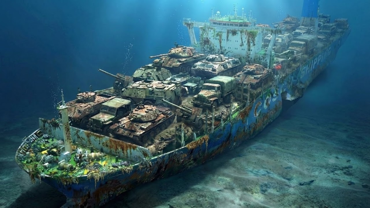 Inside a WWII Military Shipwreck With an Intact Convoy