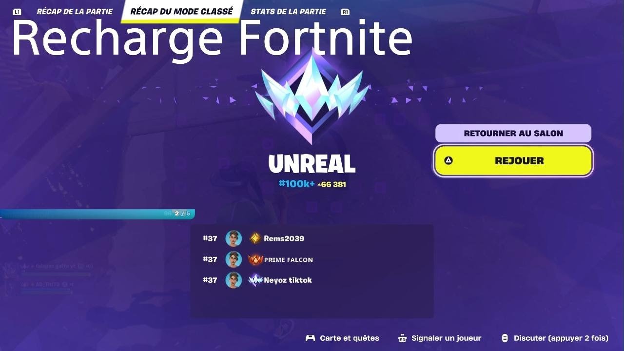 Recharge classé fortnite