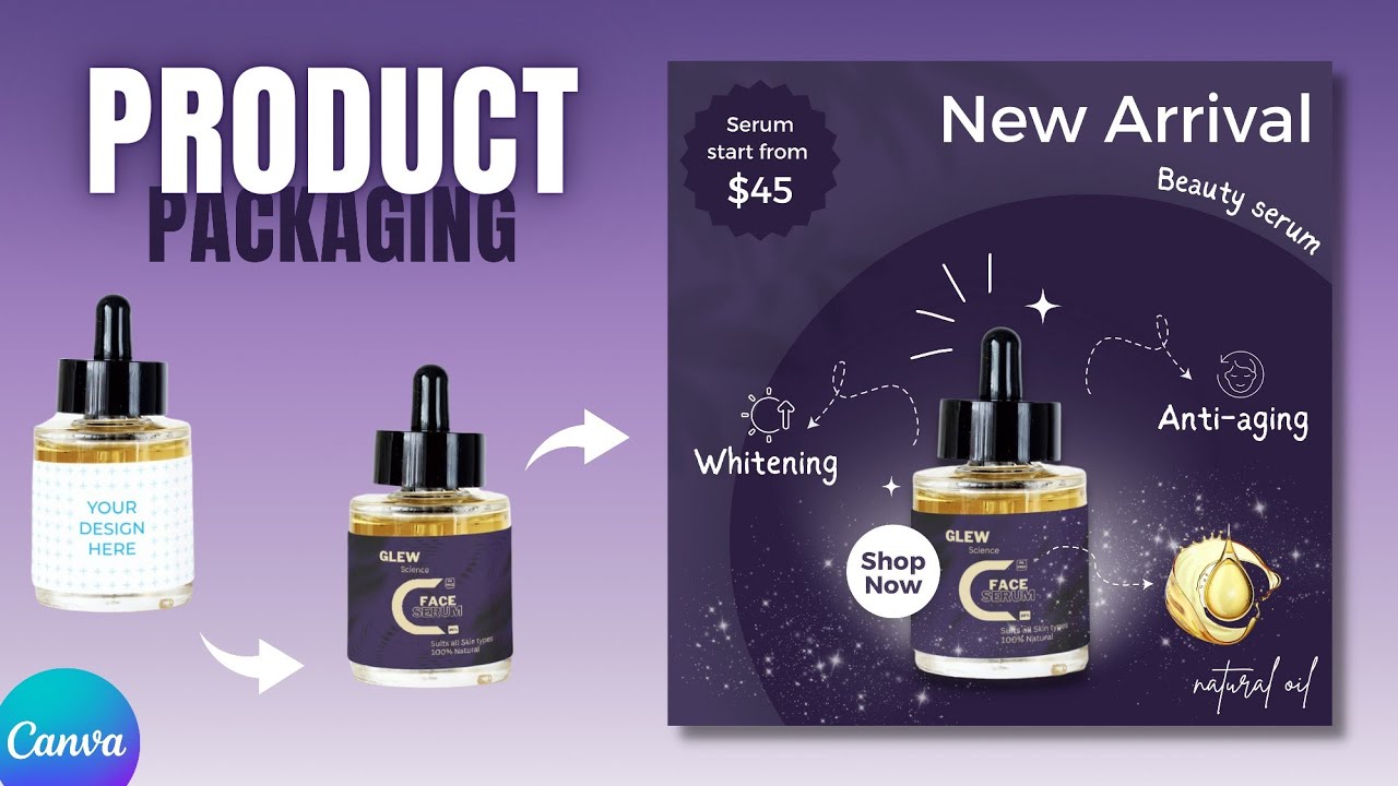 Product Packaging and Ads Poster in Canva | Logo & Package Design | Full Process