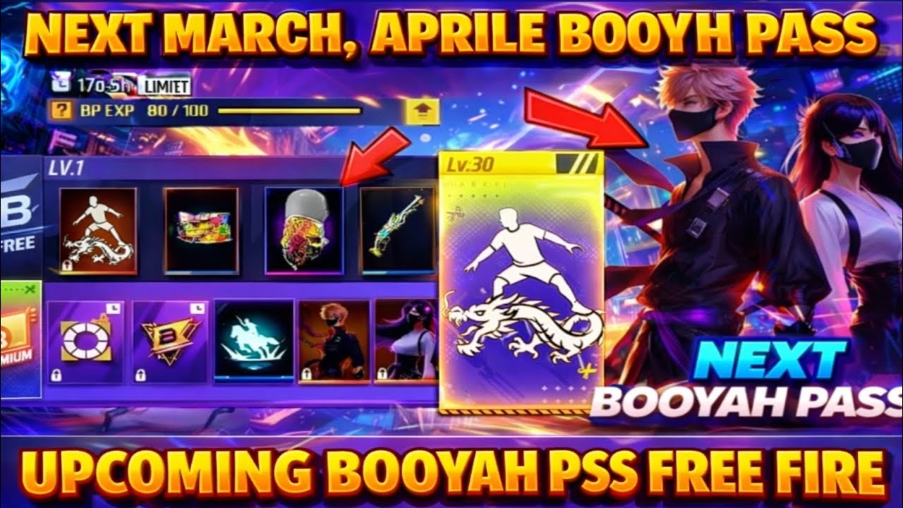 ඊලග මාර්තු, අප්‍රේල් මාස වල එන Booyah pass දෙක බලමුද 👌😜 upcoming freefire march, april booyah pass 💥