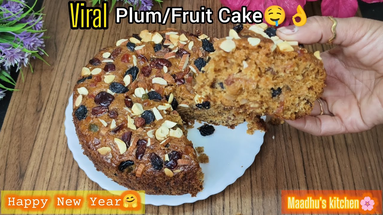 New Year Special Plum Cake Recipe In Gujarati || ઓવન કે ઇંડા વગર બનાવો પ્લમ કેક || 