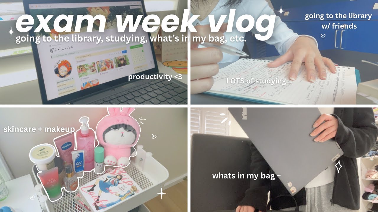 study vlog ♡ | cramming for exams, productive days, going to the library, what's in my bag... etc.
