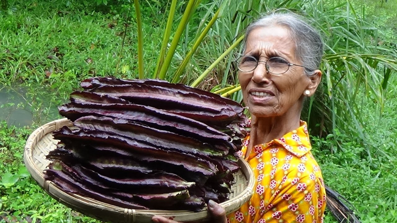 Purple Winged Beans Curry prepared in my Village by Grandma | Village Life