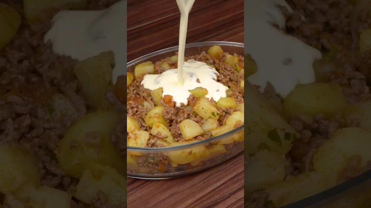 CARNE MOLIDA CON PAPAS. #shorts #recetasencilla #recetaf&aacute;cil #cocina #almuerzo #cena #papas