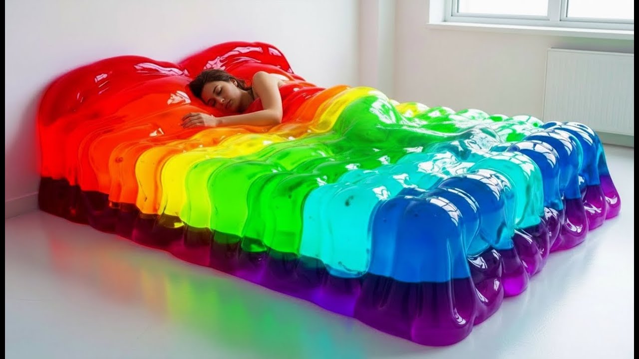 Which Rainbow Inflatable Bed Would You Choose? 🌈✨ | Ultimate Oddly Satisfying AI ASMR