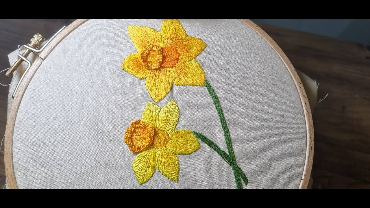 Daffodil Flower Embroidery | Hand Embroidery