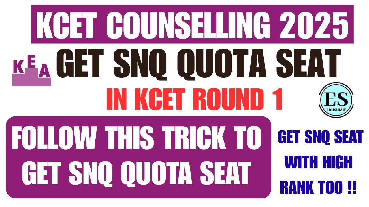 Get SNQ Quota Seat in KCET Round 1 2025  with this Trick // Get SNQ Quota Seat even with high Rank