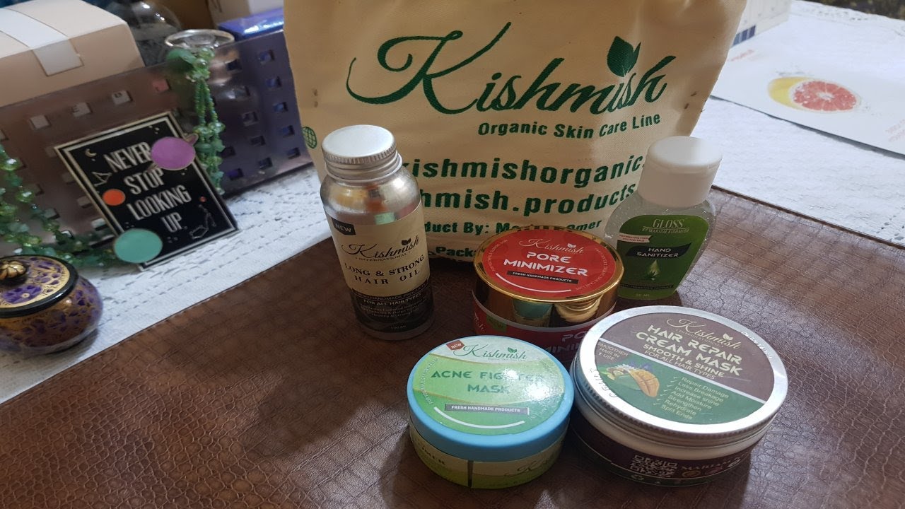 Kishmish Organic Products Unboxing Long Hair Oil | Pore Minimizer | Hair Repair Cream | Acne Fighter