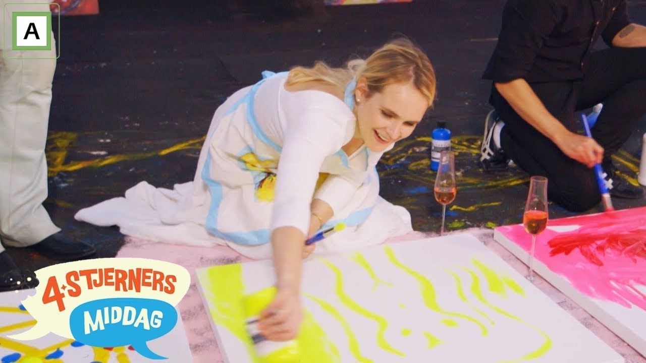 4-stjerners middag | Linnéa Myhre maler en kvinnekropp for å imponere Aune Sand | discovery+ Norge