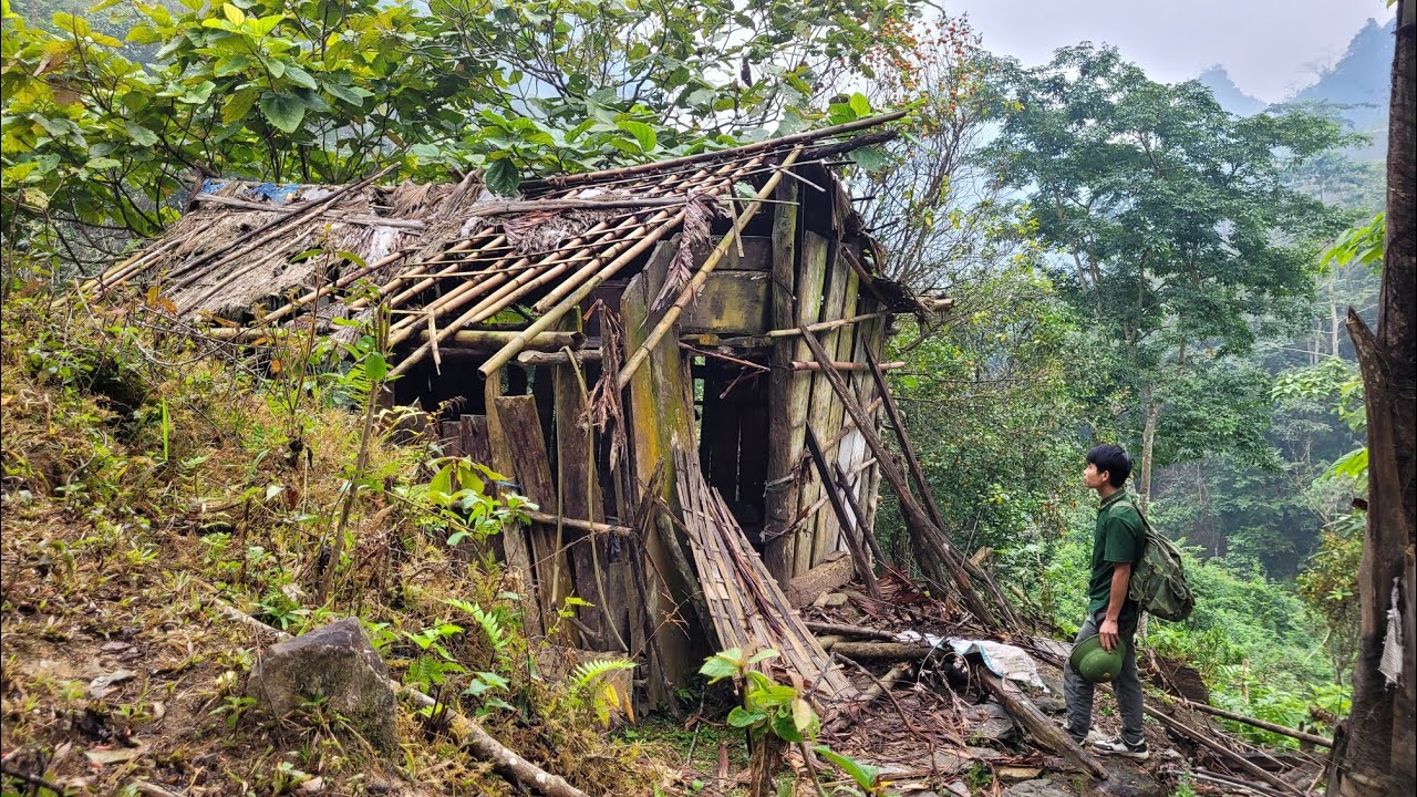 An abandoned house, nearly 100 years old. The young man restored the house.