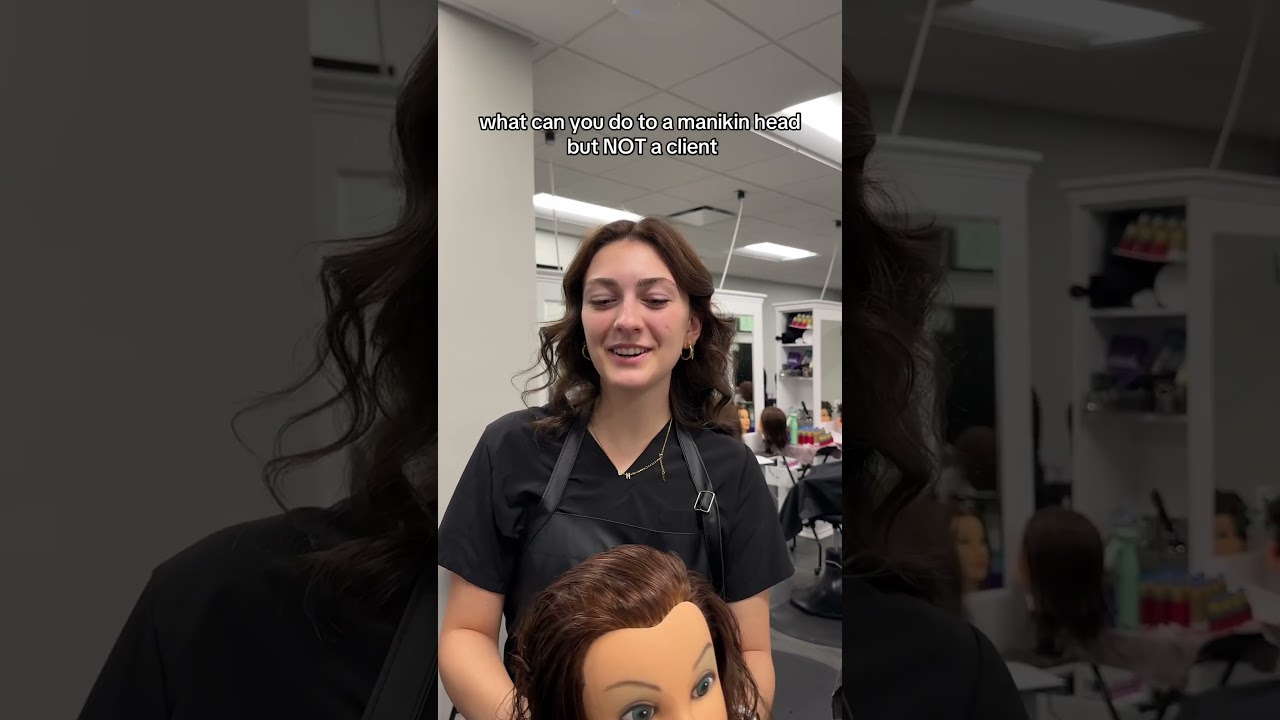 Manikin ✅ client ❌ #beautyschool #cosmetology #relatable #salon #hairstyles