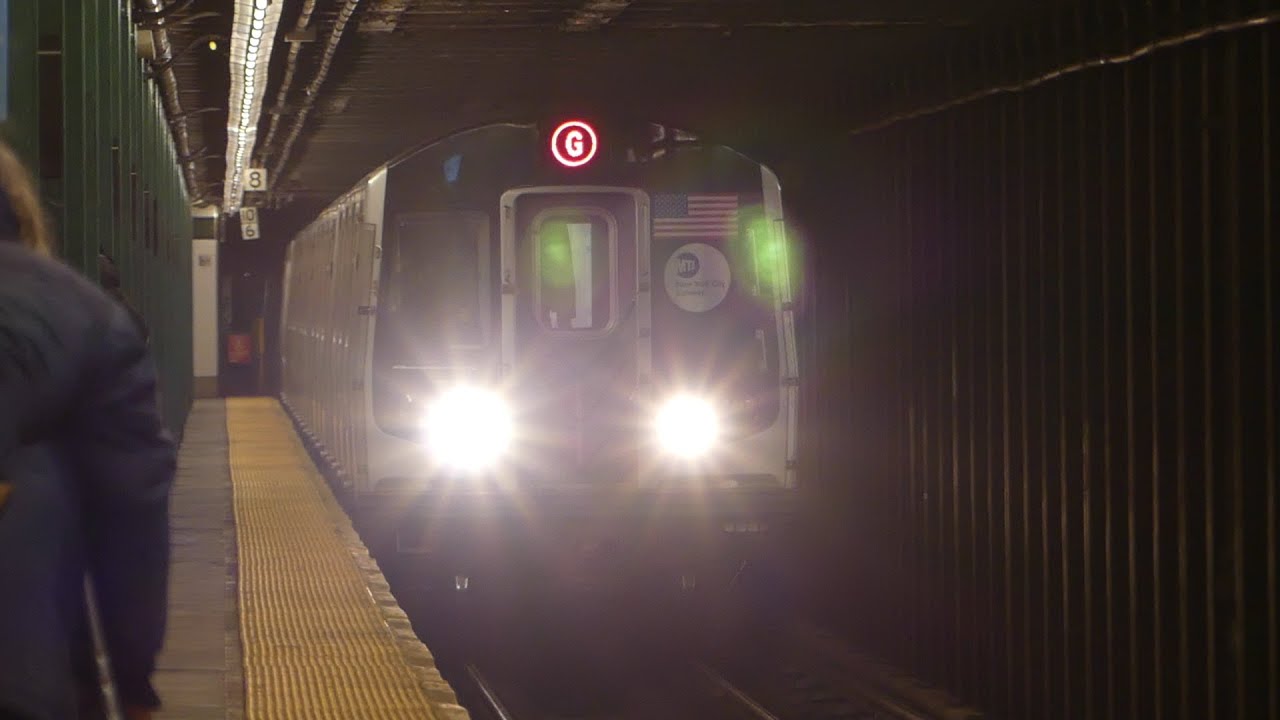 IND Crosstown Line: R68 R68A & R160A-2 G Trains at Nassau St-Manhattan Ave (Weekday)