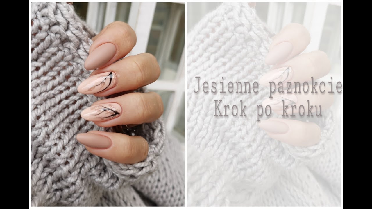 Jesienne paznokcie , łatwe zdobienie krok po kroku
