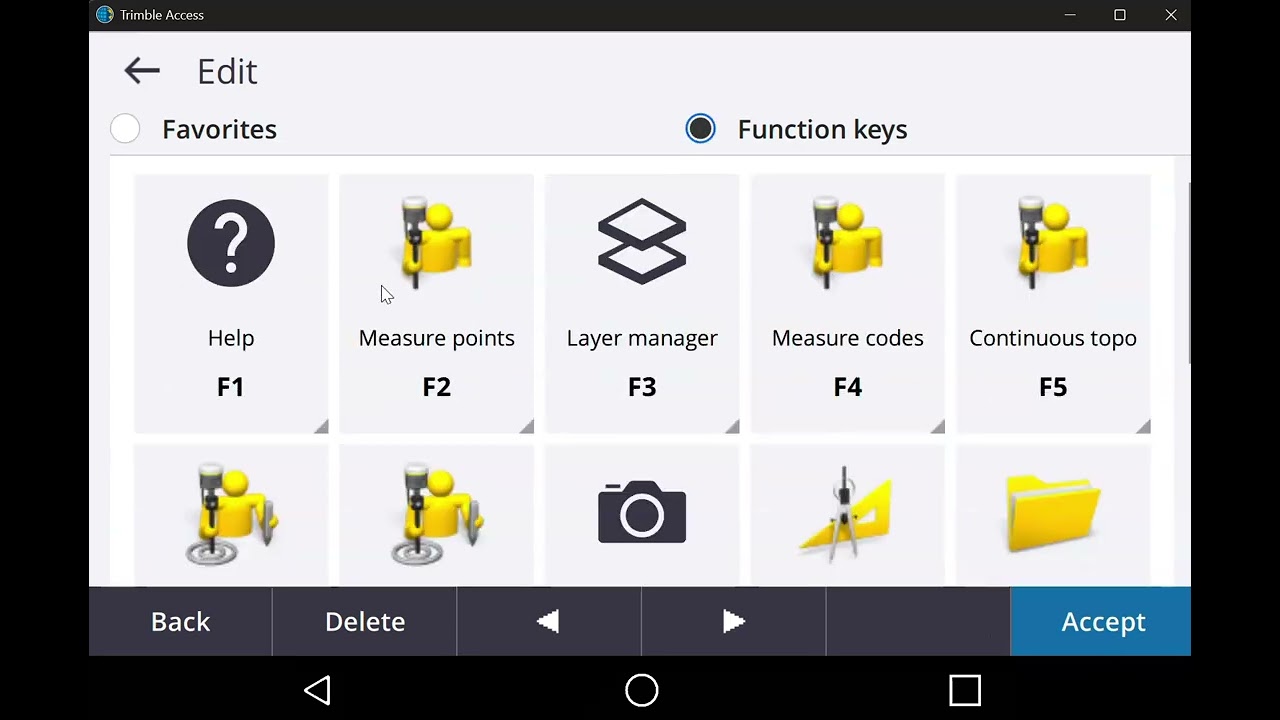 Trimble Access — Настройка функциональных клавиц и сочетаний клавиш