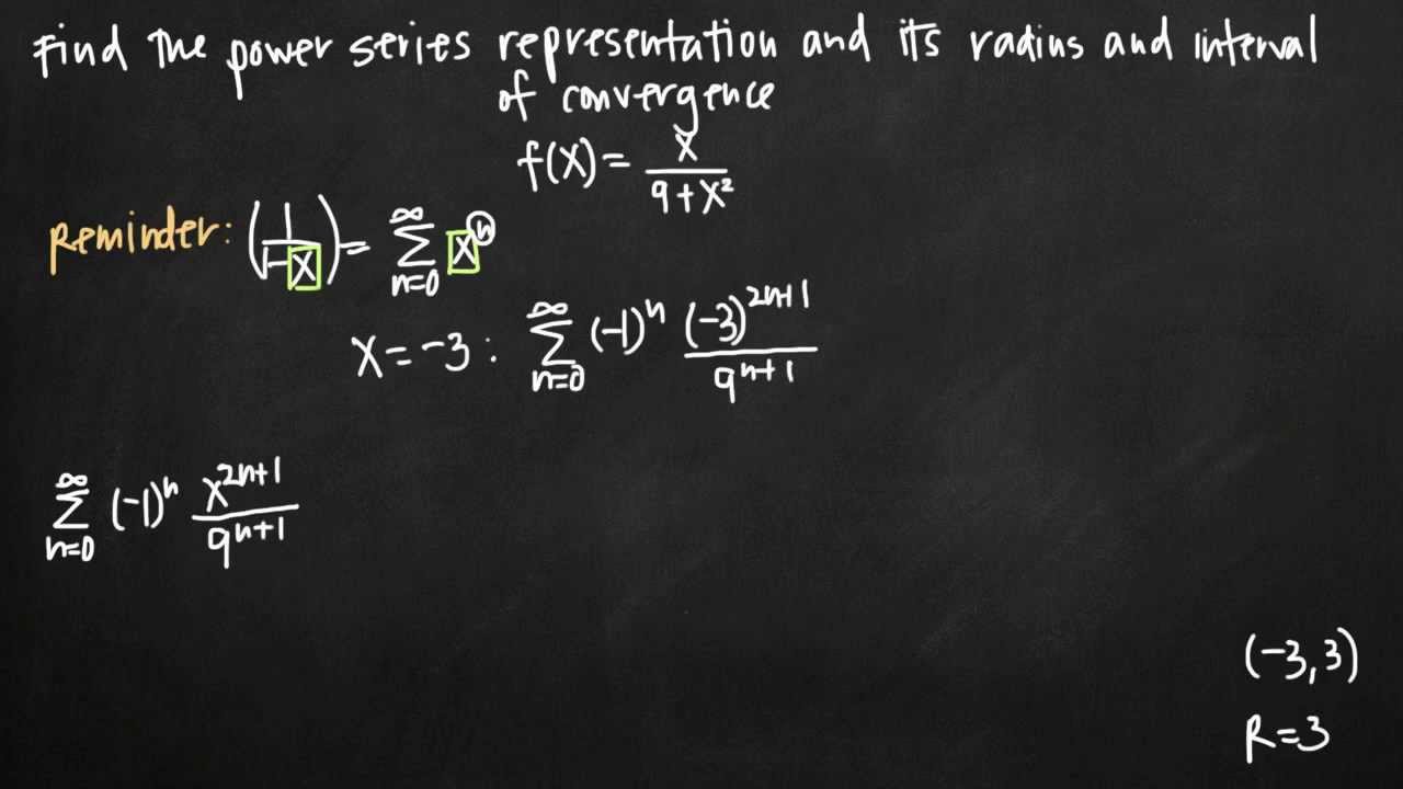 Power series representation, radius and interval of convergence (KristaKingMath)