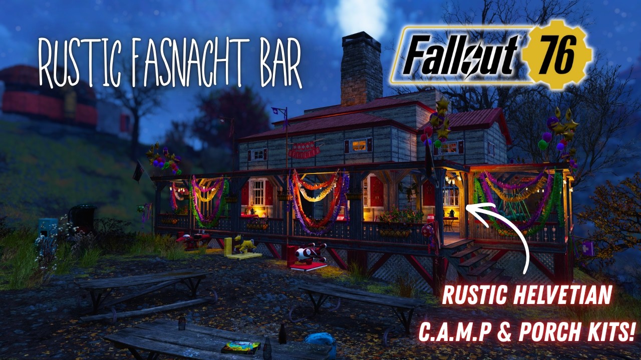 FALLOUT 76 | Rustic Fasnacht Bar | CAMP BUILD | RUSTIC HELVETIAN C.A.M.P & PORCH KIT!
