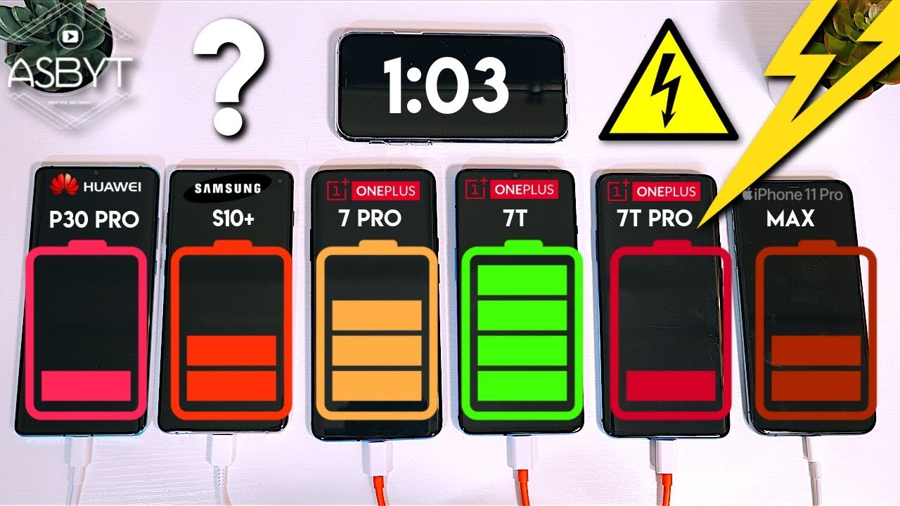 OnePlus 7T Pro vs 7 Pro / iPhone 11 Pro Max / S10+ / P30 Pro! Battery Comparison Charge Test!
