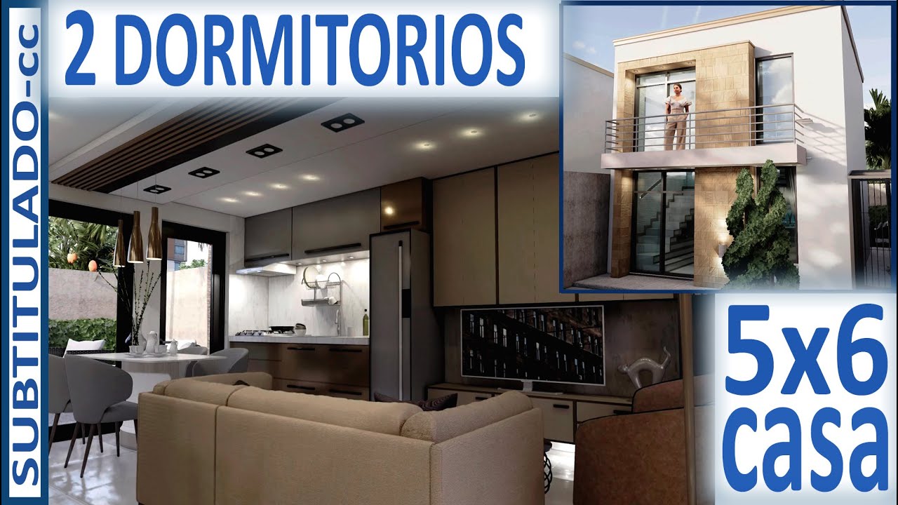 Casa de 5x6 metros 2 Pisos - Planos de Casas Pequeñas de Dos Plantas - Duplex de 5 x 6 House Design