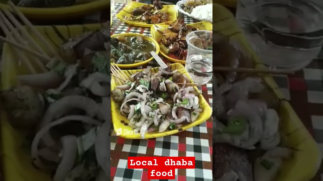 Guwahati  local dhaba food 🤑🤑🤑🤑🤑🤑  .. per plate only Rs.100 #crab #pork #prawns #rice #daal  #shorts