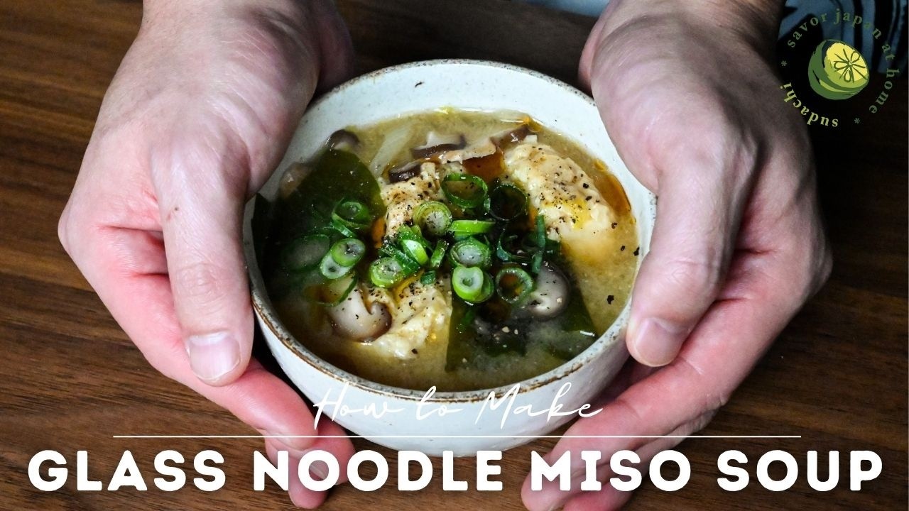 Glass Noodle Miso Soup Recipe with Chicken Meatballs