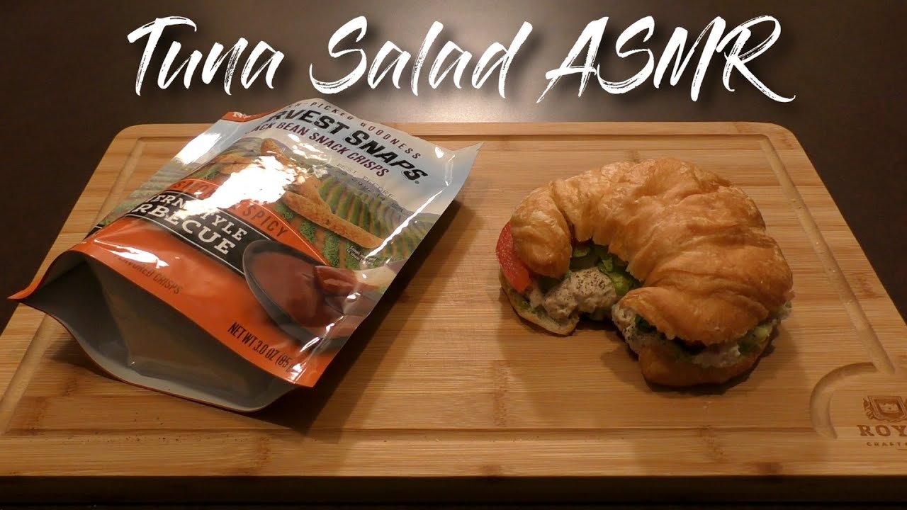 ASMR: Eating Tuna Salad on a Croissant Roll (minimal whisper)