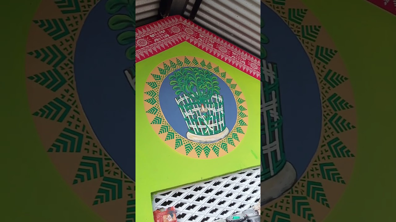 Bathwo logo painting//aronai design with stencil//art work 2026 #realstory #adayavlog #shortvideo