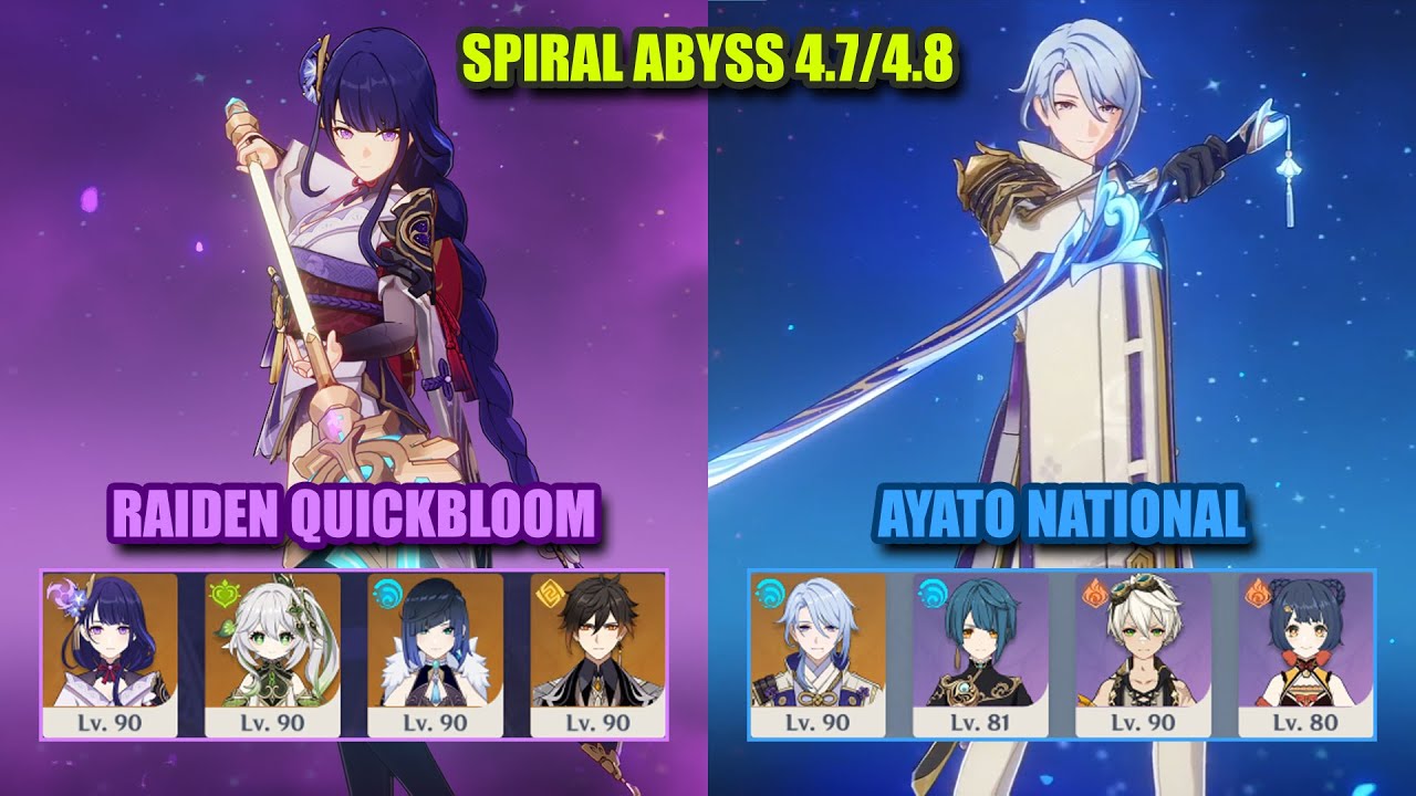 Raiden Yelan Quickbloom & Ayato National | Spiral Abyss 4.7/4.8 | Genshin Impact