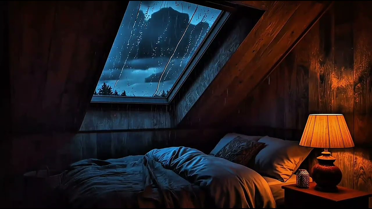 Heavy Rain on Tin Roof 🌧️ Attic Bedroom Ambiance for Deep Sleep & Insomnia (Sloth’s Sanctuary)