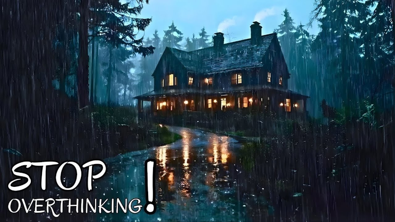 🌲 Dark Forest Cabin in Heavy Rain LIVE | Atmospheric Night Sounds for Relaxation