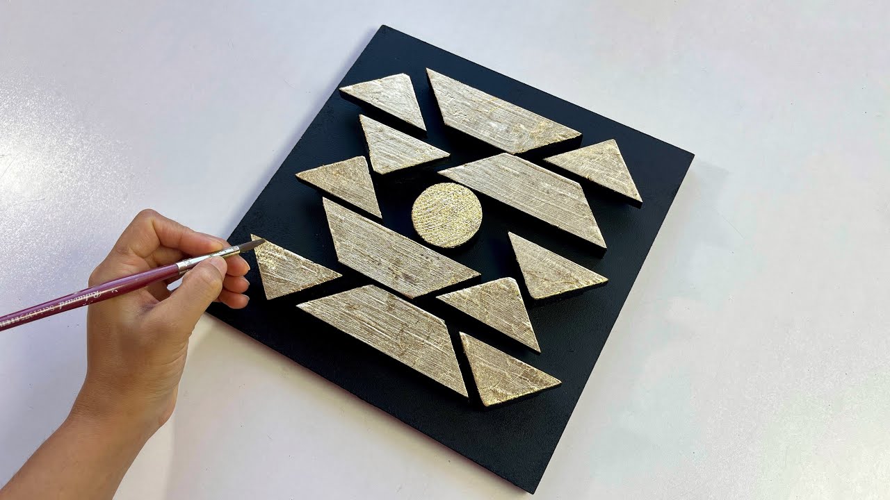 How I Made a Elegant  Modern Minimalist Artwork with Wood and Gold Leaf | Mixed Media Art