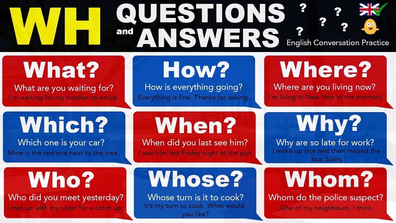 WH English Вопросы и ответы - What, How, Where, Which, When, Why, Who, Whose + Whom
